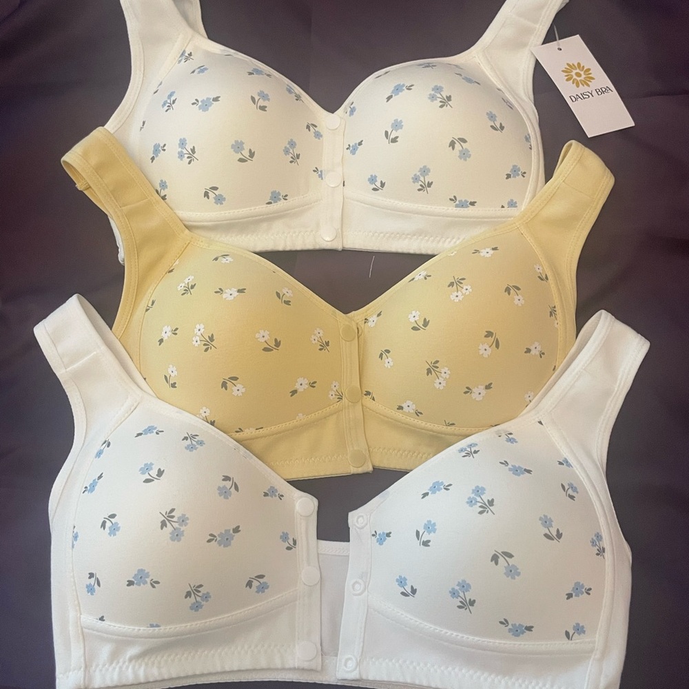 Daisy Floral Bra Set - White and Yellow